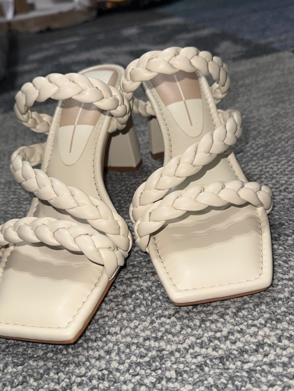 Dolce Vita Women's White Braided Strap Block Heel Sandals Size 9